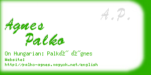 agnes palko business card